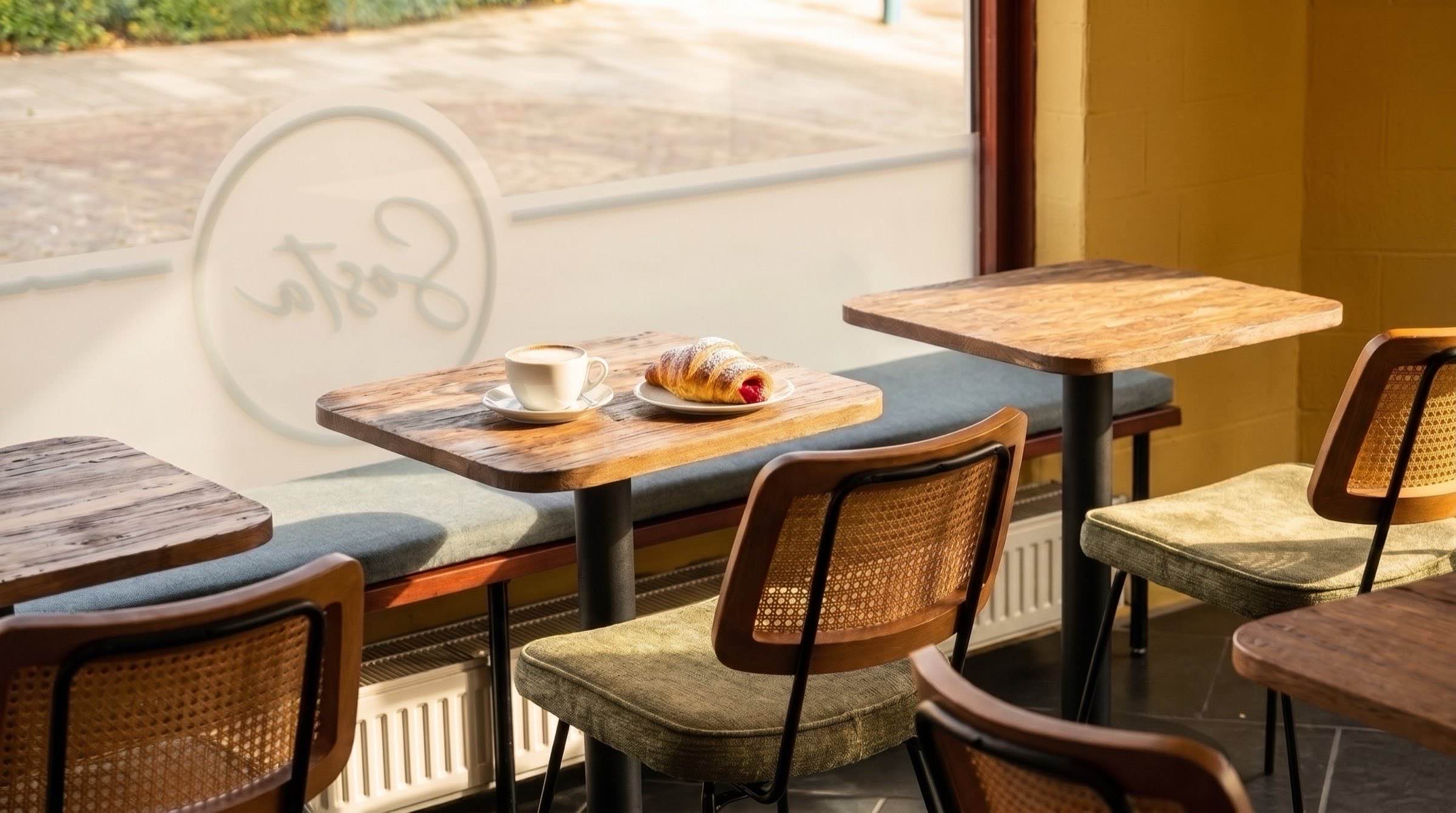 Een raamtafel bij Sosta Groningen. Hieronder lees je hoe Sosta met je privacy omgaat